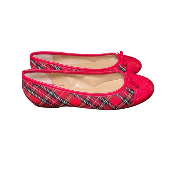 EUC Talbots Women 10 Blair Cap Toe Ballet Flats Tartan Plaid Christmas Plaid - Picture 4 of 15